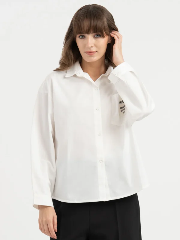 Shirts for Women in White | Graphic Full Sleeve Shirt